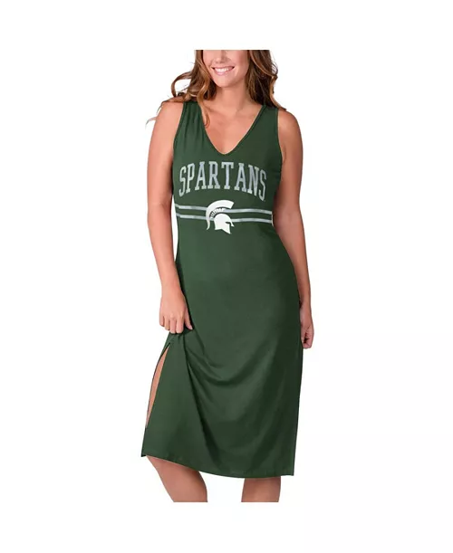 women's green michigan state spartans training v-neck maxi dress