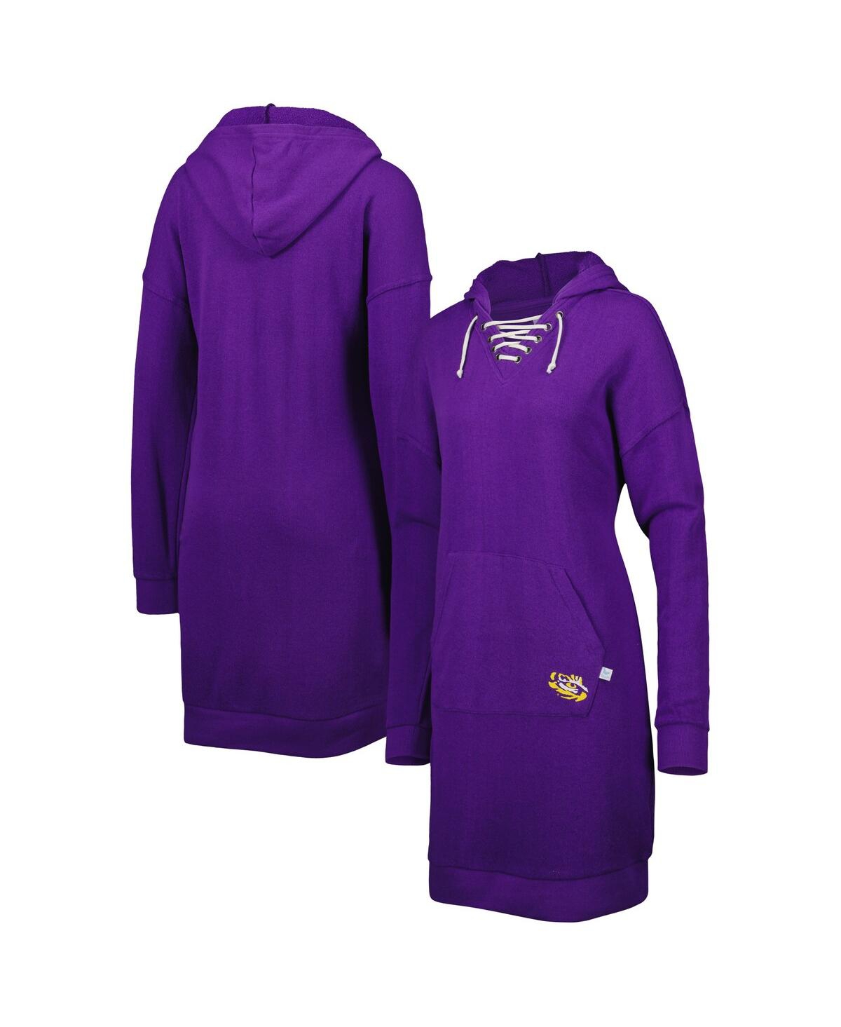 Women's Touch Purple Lsu Tigers Quick Pass Lace-Up V-Neck Hoodie Dress - Purple