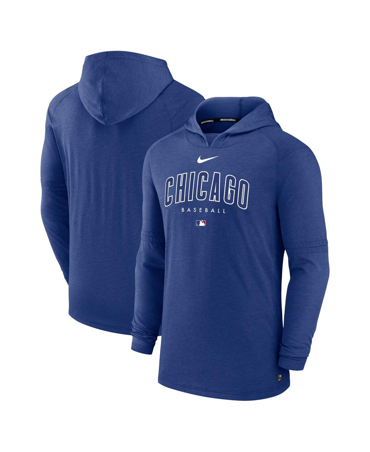 Men's NikeChicago Cubs Authentic Collection Early Work Tri-Blend Performance Pullover Hoodie - Heather Royal