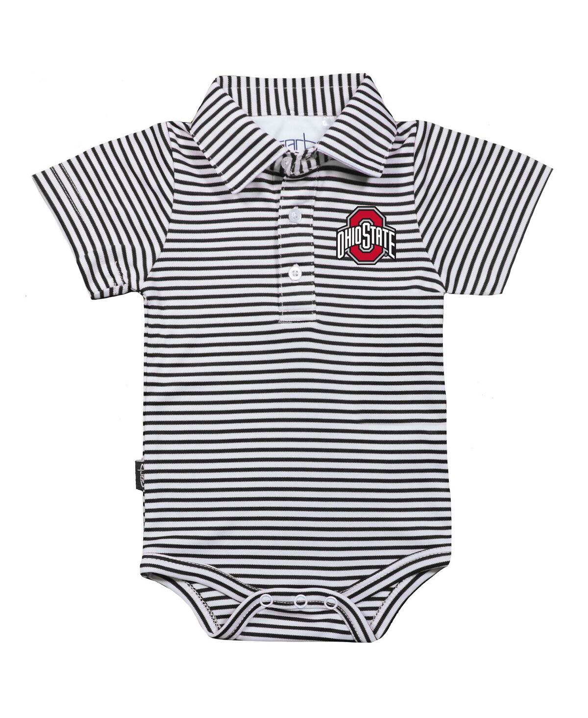 Shop Garb Infant Boys And Girls  Black, White Ohio State Buckeyes Carson Striped Short Sleeve Bodysuit In Black,white