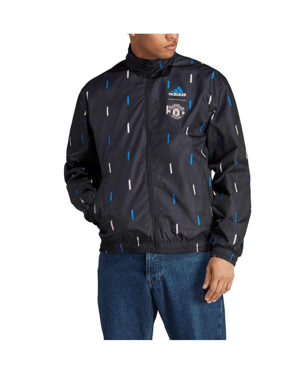 Men's adidasManchester United 2022/23 On-Field Team Logo Anthem Reversible Full-Zip Jacket - Black