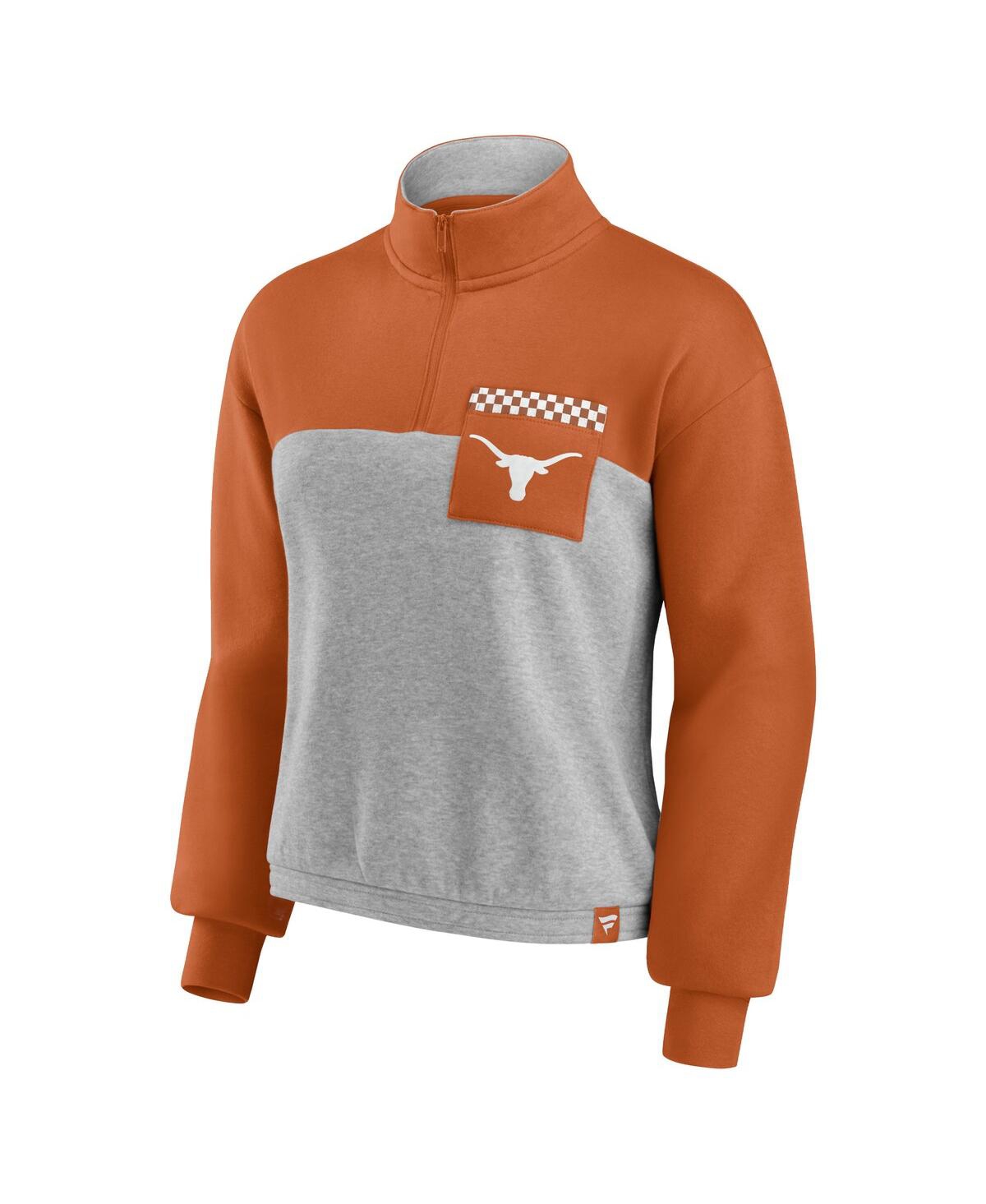 Women's Fanatics Heathered Gray Texas Longhorns Sideline to Sideline Colorblock Quarter-Zip Jacket - Heathered Gray