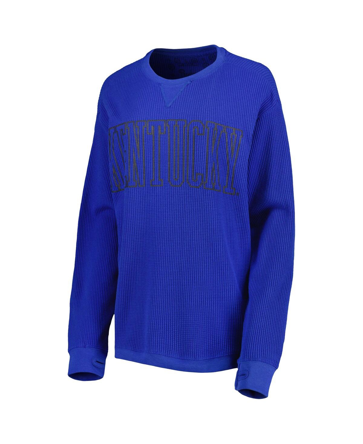 PRESSBOX WOMEN'S PRESSBOX ROYAL KENTUCKY WILDCATS SURF PLUS SIZE SOUTHLAWN WAFFLE-KNIT THERMAL TRI-BLEND LONG 