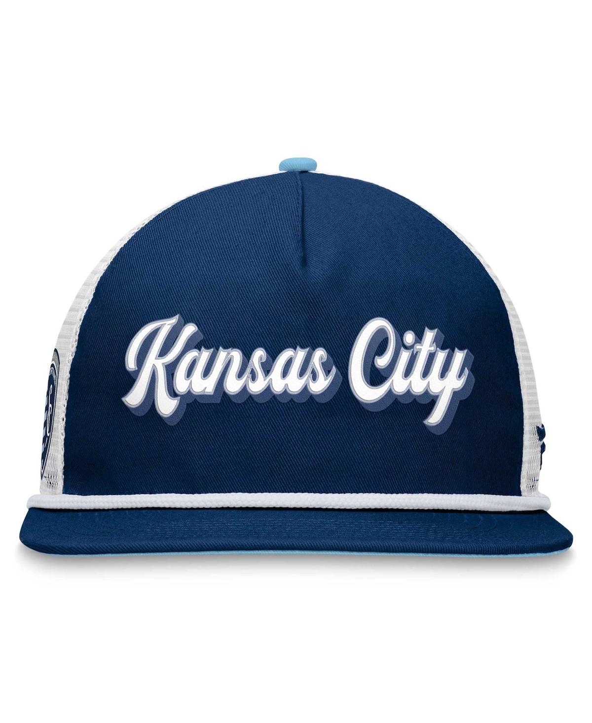 Shop Fanatics Men's  Navy, White Sporting Kansas City True Classic Golf Snapback Hat In Navy,white