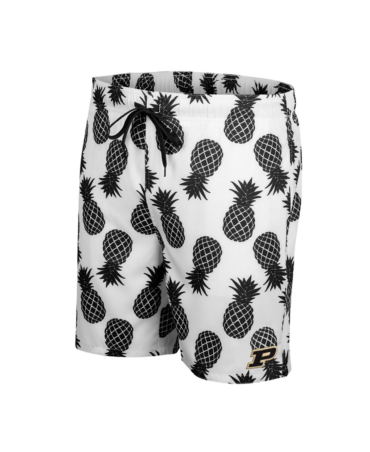 Shop Colosseum Men's  White Purdue Boilermakers Pineapples Swim Shorts