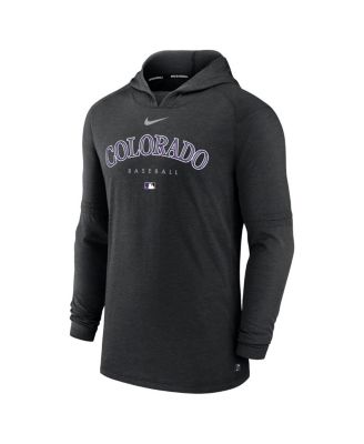 Men's Heather Black Colorado Rockies Authentic Collection Early Work Tri-Blend Performance Pullover Hoodie