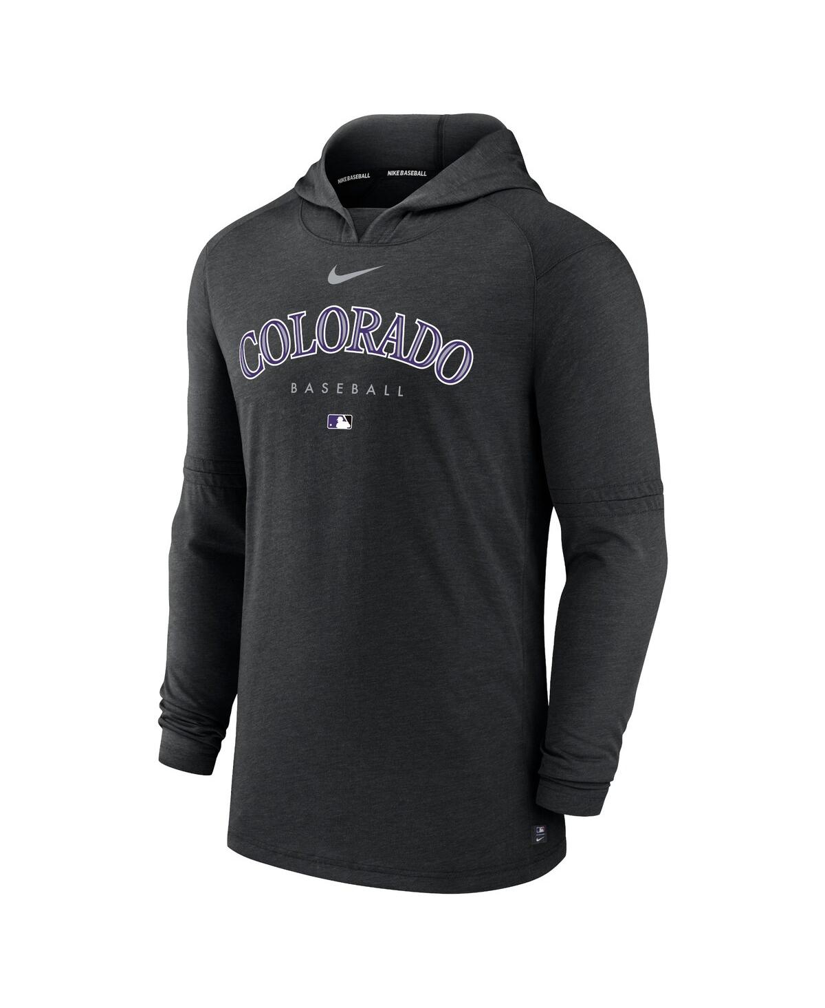 Men's NikeColorado Rockies Authentic Collection Early Work Tri-Blend Performance Pullover Hoodie - Heather Black