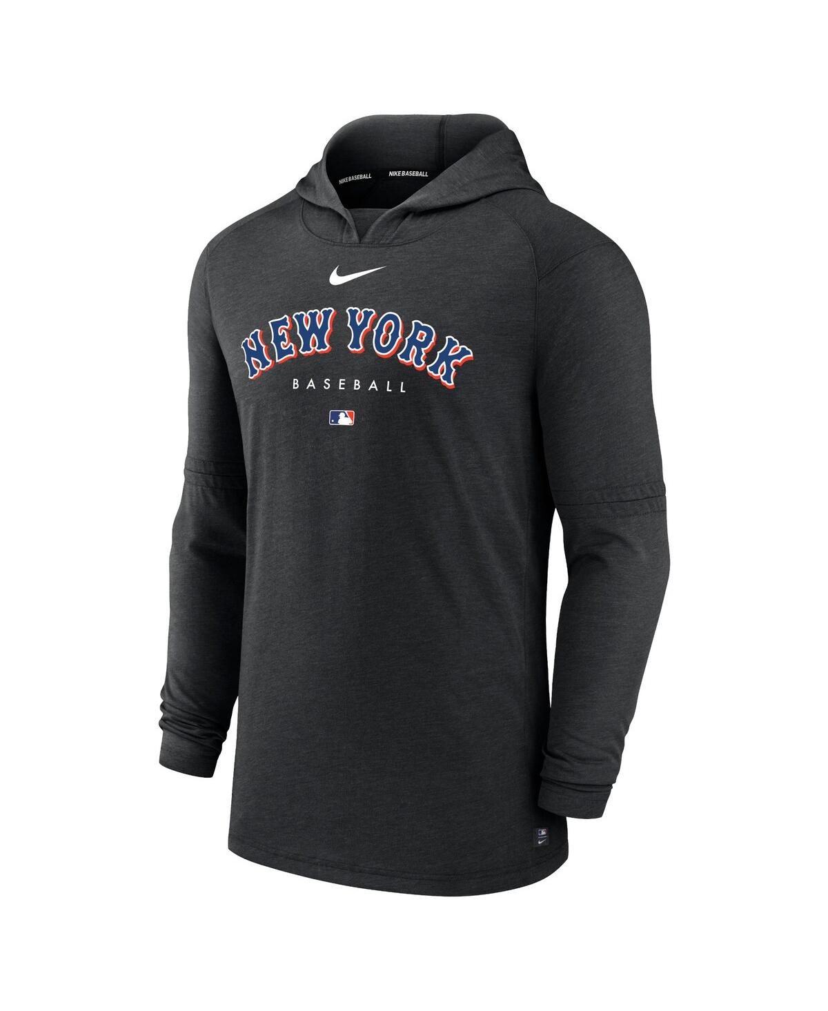 Men's NikeNew York Mets Authentic Collection Early Work Tri-Blend Performance Pullover Hoodie - Heather Black