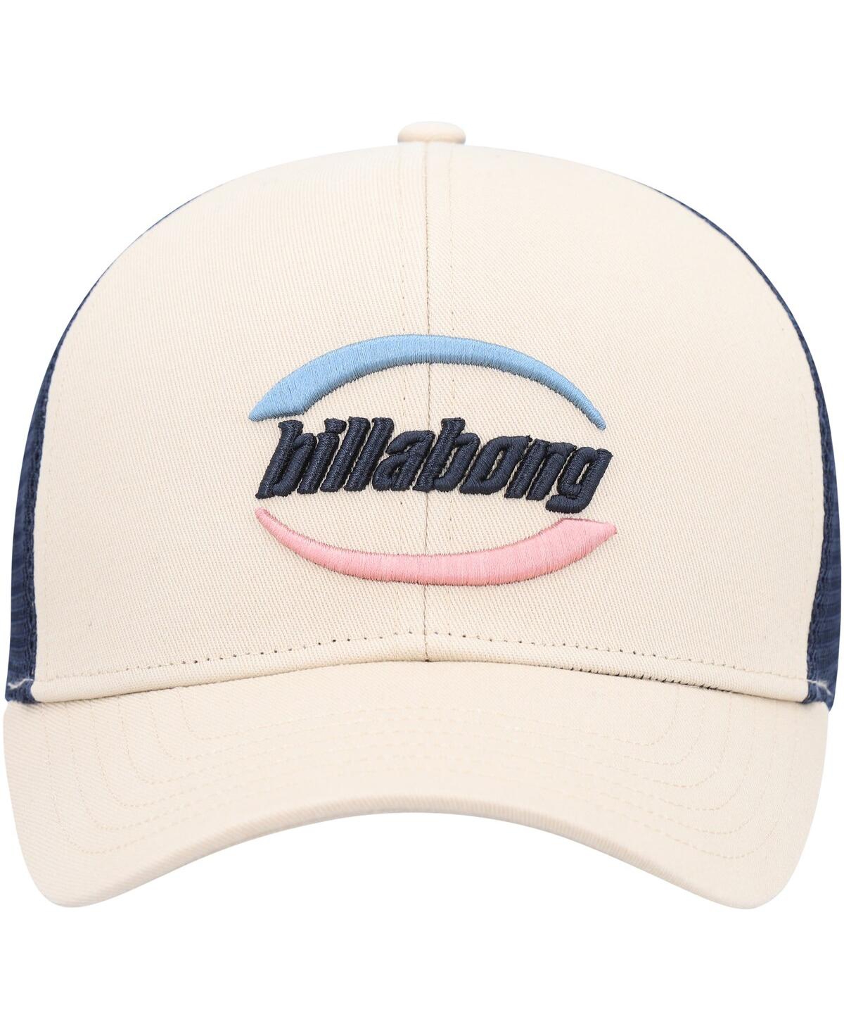 Shop Billabong Men's  Cream, Navy Walled Trucker Adjustable Snapback Hat In Cream,navy