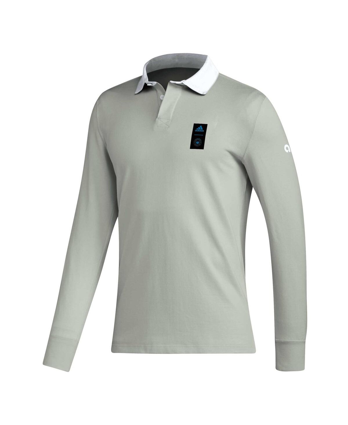 Shop Adidas Originals Men's Adidas Gray 2023 Player Charlotte Fc Travel Long Sleeve Polo Shirt