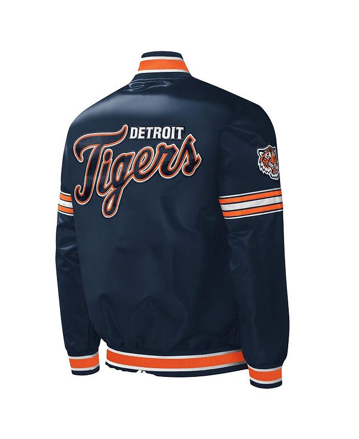 Starter Men's Navy Detroit Tigers The Ace Satin Full-Snap Jacket - Macy's