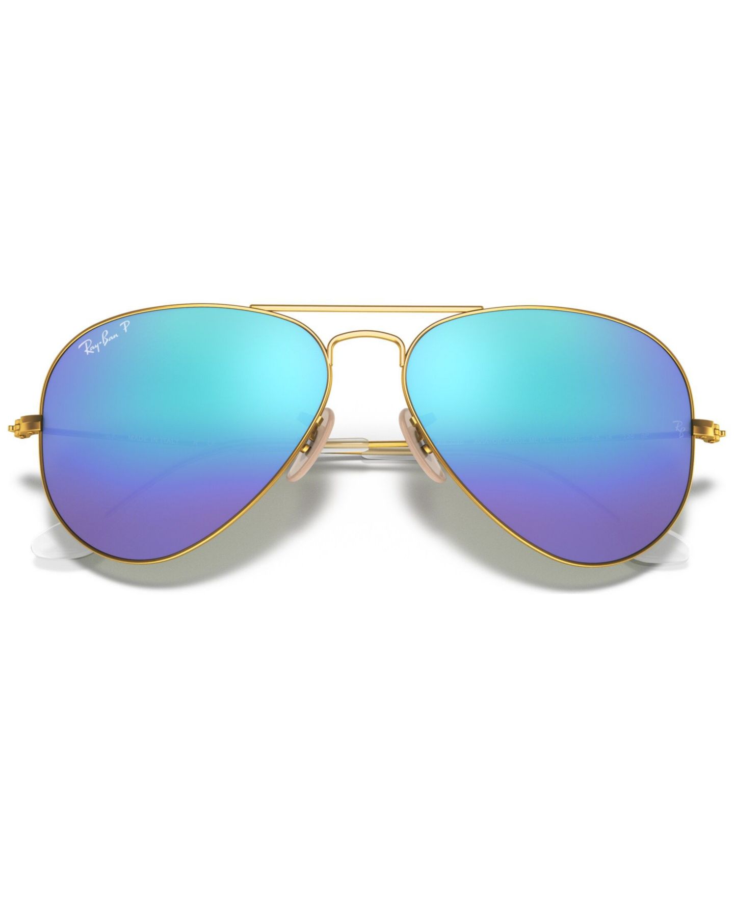 Солнцезащитные очки Ray-Ban Unisex Polarized Aviator Mirror Sunglasses, RB3025, цвет: Золотой матовый / Синий — фото 6