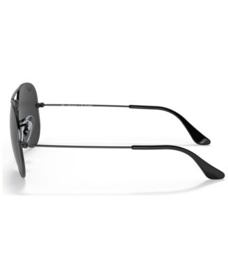 Unisex Aviator Total Black Polarized Sunglasses, RB3025