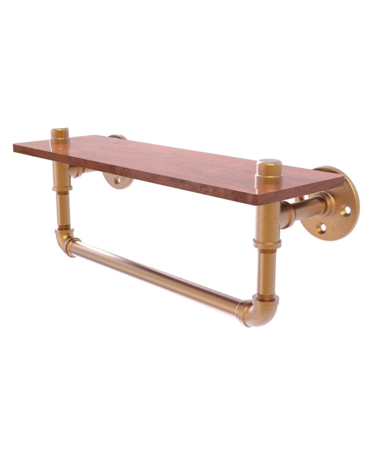 Allied Brass Pipeline Collection 22 Inch Ironwood Shelf With Towel Bar In Brushed Bronze