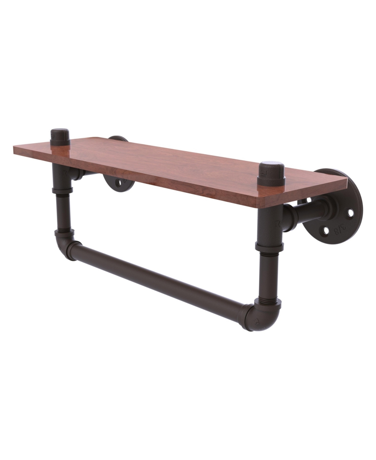 Allied Brass Pipeline Collection 22 Inch Ironwood Shelf With Towel Bar In Oil Rubbed Bronze