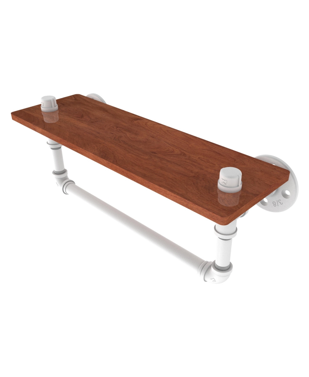 Allied Brass Pipeline Collection 16 Inch Ironwood Shelf With Towel Bar In Matte White