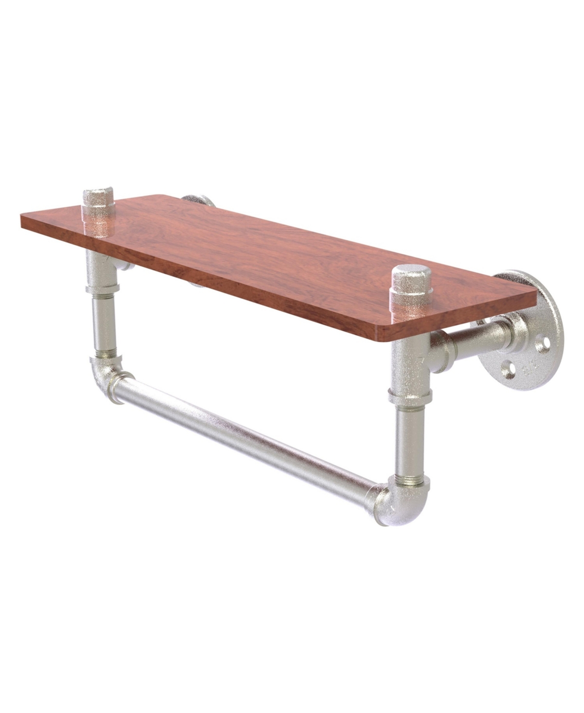 Allied Brass Pipeline Collection 22 Inch Ironwood Shelf With Towel Bar In Satin Nickel