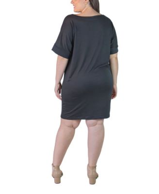 Plus Size Loose Fit V-Neck T Shirt Dress