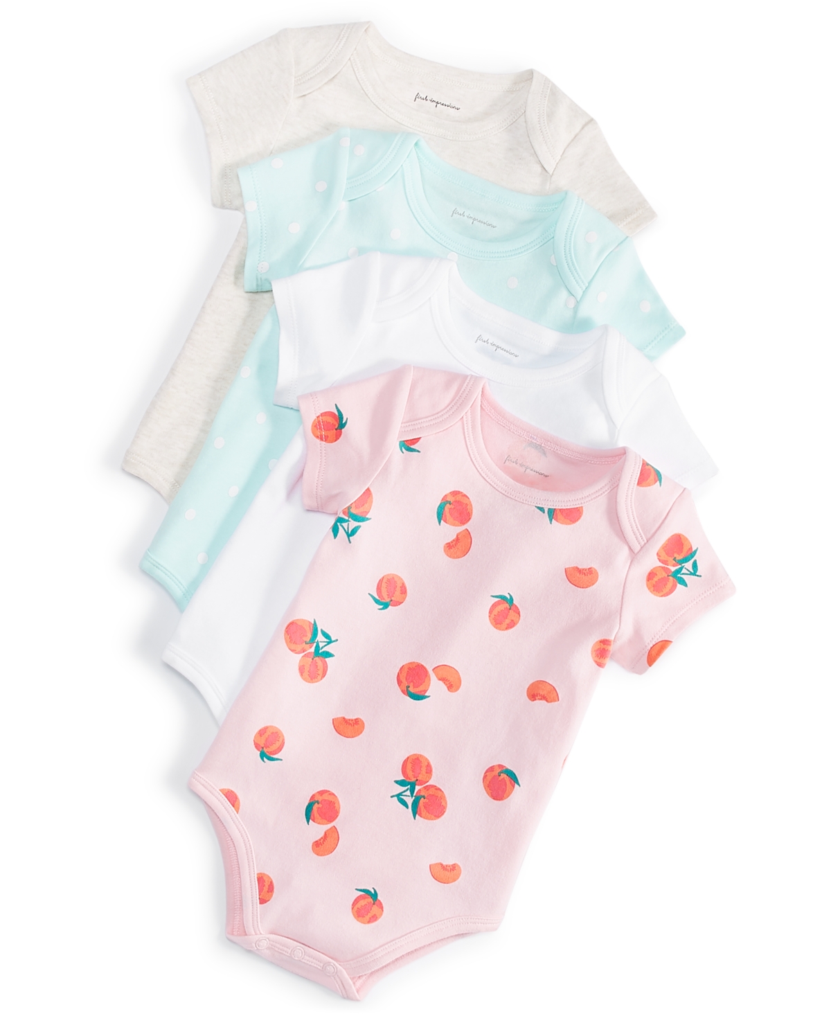 First Impressions Baby Girls Peach Bodysuits, Pack Of 4, Created For Macy's In Apple Blos