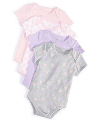 First Impressions - Baby Girls Sassy Heart Cotton Bodysuits, Pack of 4