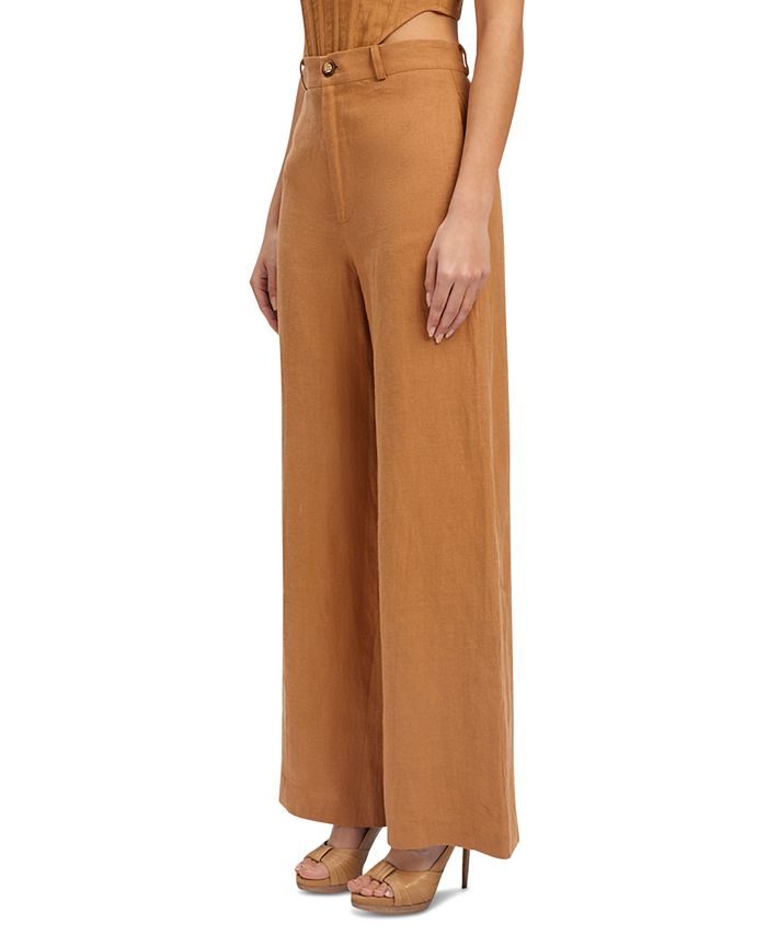 Bardot Women's Enya High-Rise Wide-Leg Linen Pants - Macy's