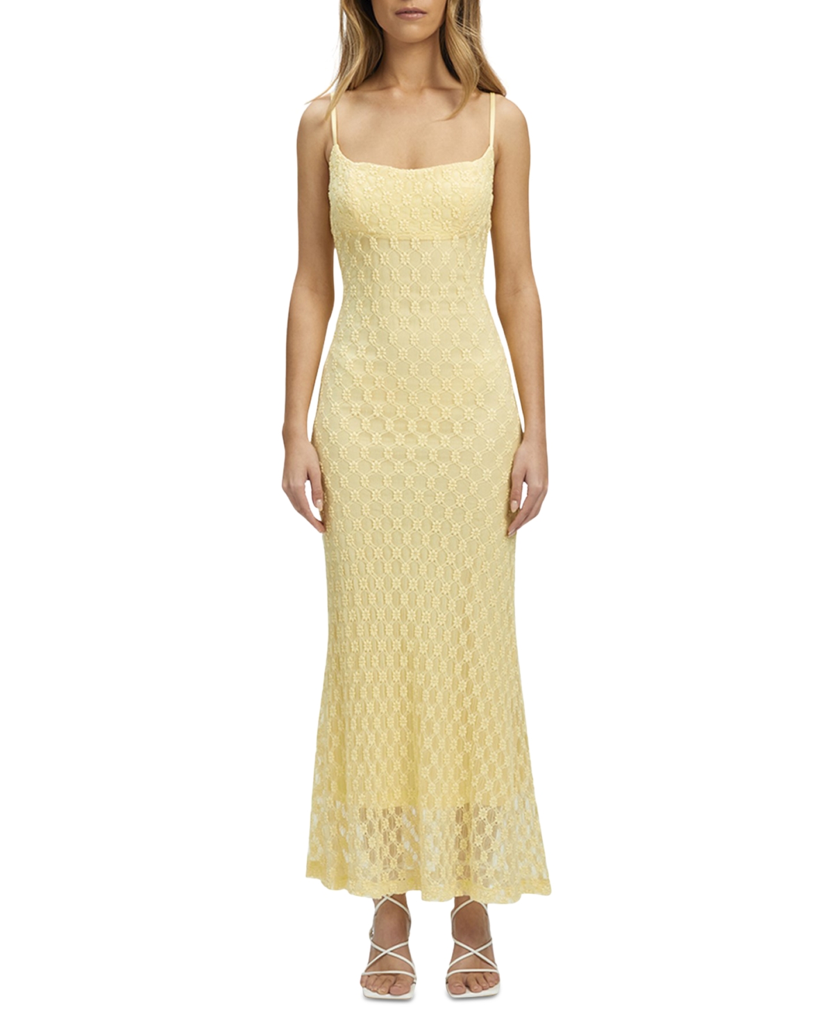 Shop Bardot Women's Adoni Mesh Slip Dress In Canary Yellow