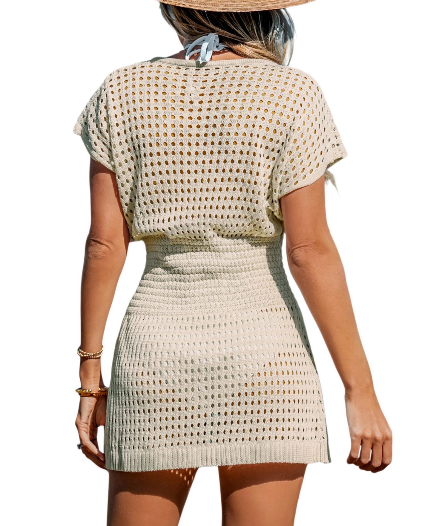 Женское платье Cupshe Storyteller Cutout V-Neck Cover-Up, цвет: Бежевый / Хаки — фото 3