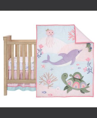 Sea Dreams 3-Piece Dolphin/Turtle Nautical Baby Crib Bedding Set