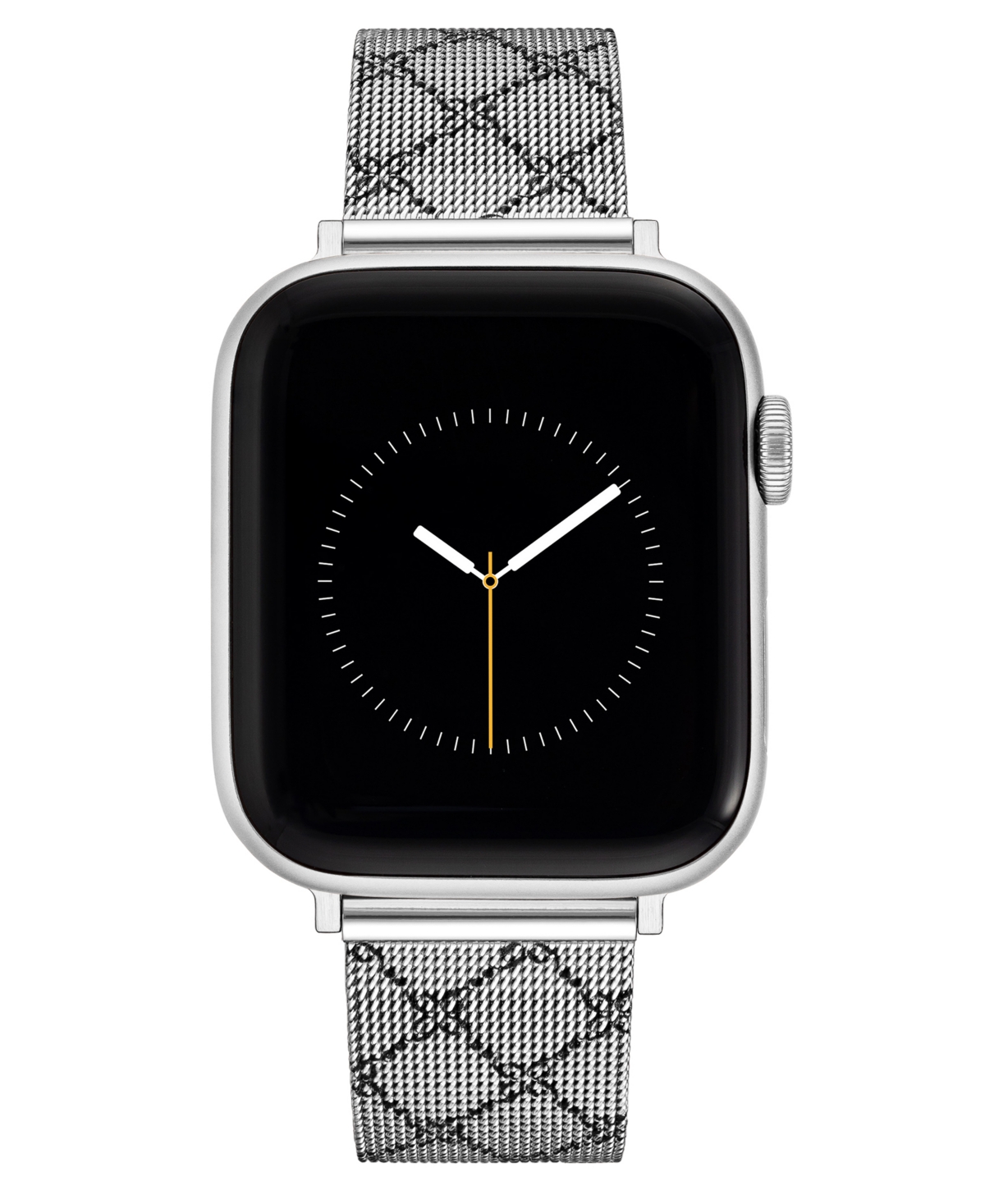 Nine West Women's Silver-tone Stainless Steel Mesh Bracelet With Black Printed Pattern And Silver-tone Stainle