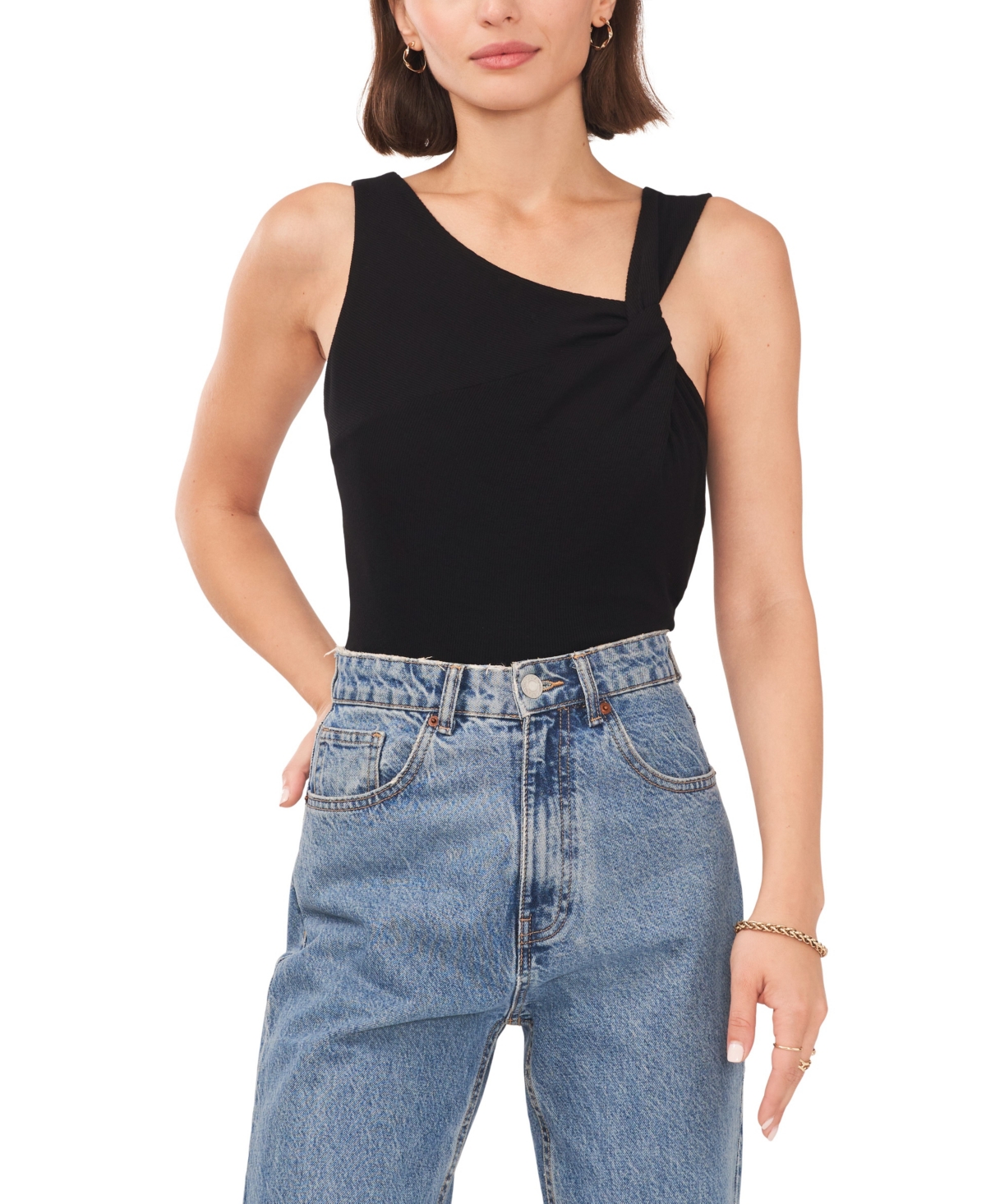 1.state Asymmetric Rib Tank In Rich Black