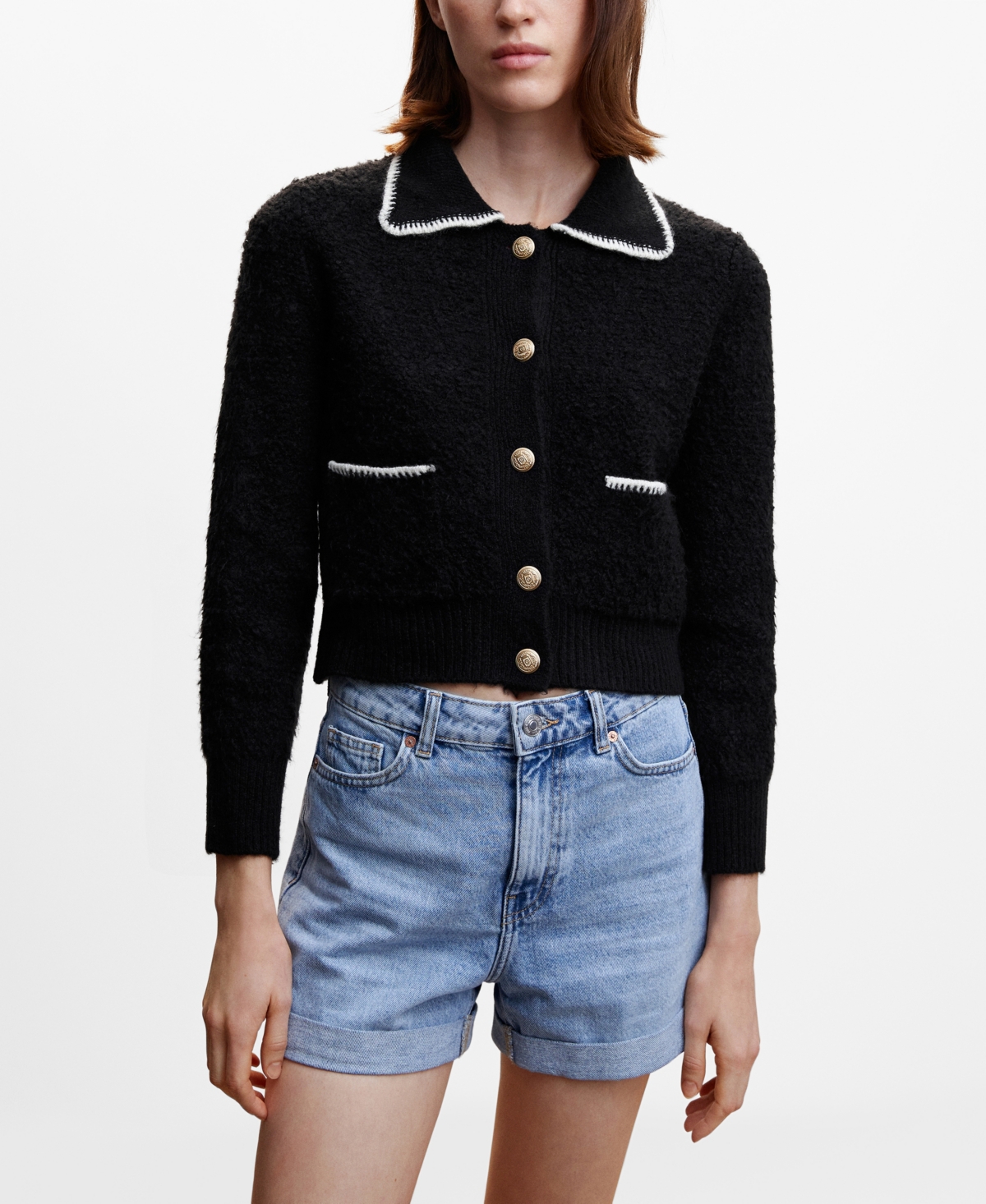 Mango Cardigan Black In Black