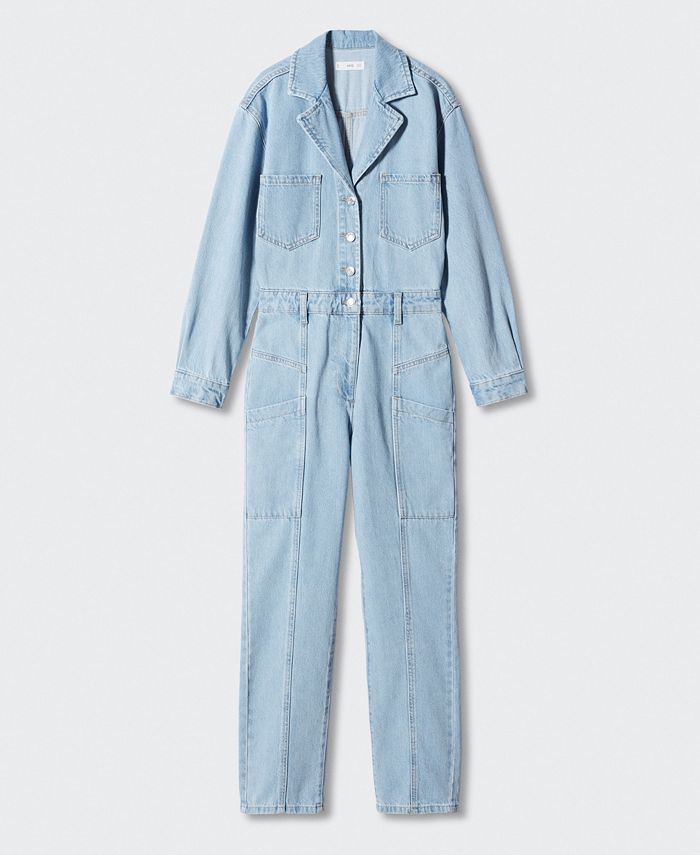 MANGO Women's Cotton Denim Jumpsuit Macy's