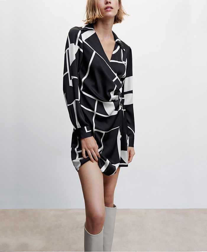 MANGO Women's Printed Satin Dress - Macy's