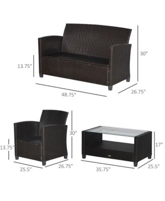 4 PC Outdoor Patio Furniture Sofa Set with Table,