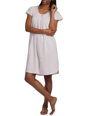 Miss Elaine Women's Short Nightgown – Cotton Blend Knit, Cap Sleeves, Round Neck, Machine Washable - View #2