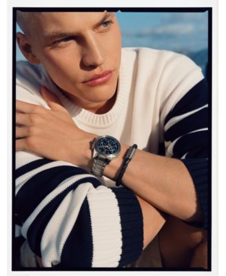 Men's Multifunction Silver-Tone Stainless Steel Bracelet Watch 46mm