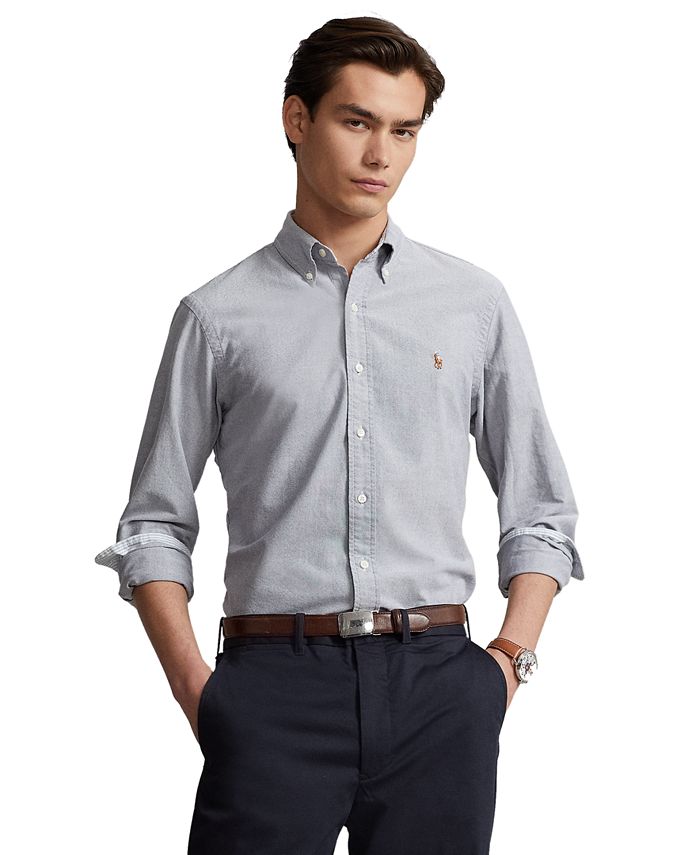 Polo Ralph Lauren Classic Fit Long Sleeve Garment Dyed Oxford Shirt Men's Clothing Harbor Island Blue : XL