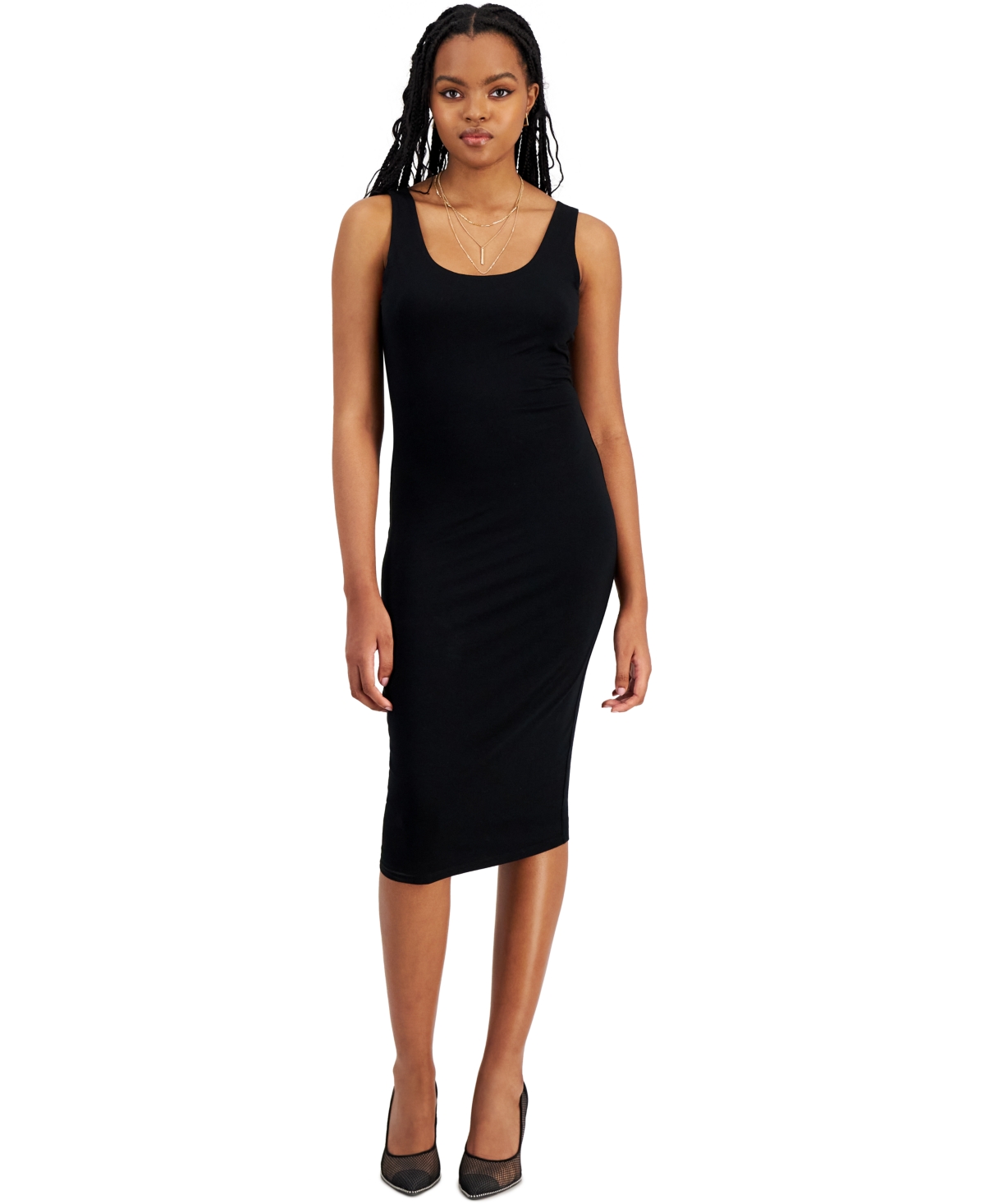 Shop Bar Iii Petite Scoop-neck Sleeveless Jersey Midi Dress, Created For Macy's In Deep Black