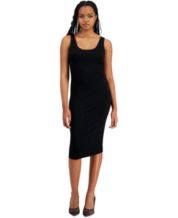 Inspirational Black Plunge Neck Long Sleeves Ruched Midi Dress