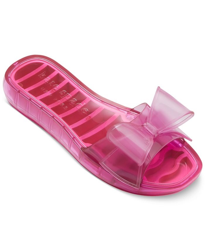 Women Knot Decor Sandals, Funky Hot Pink Wedge Slide Sandals