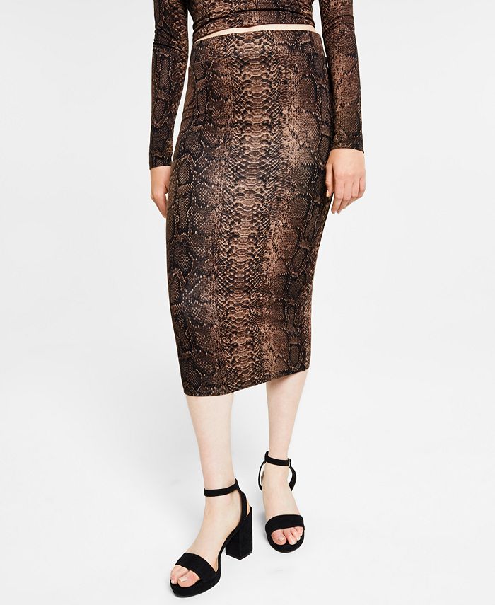 Bar III Women s Snake Print Midi Skirt Created for Macy s Macy s