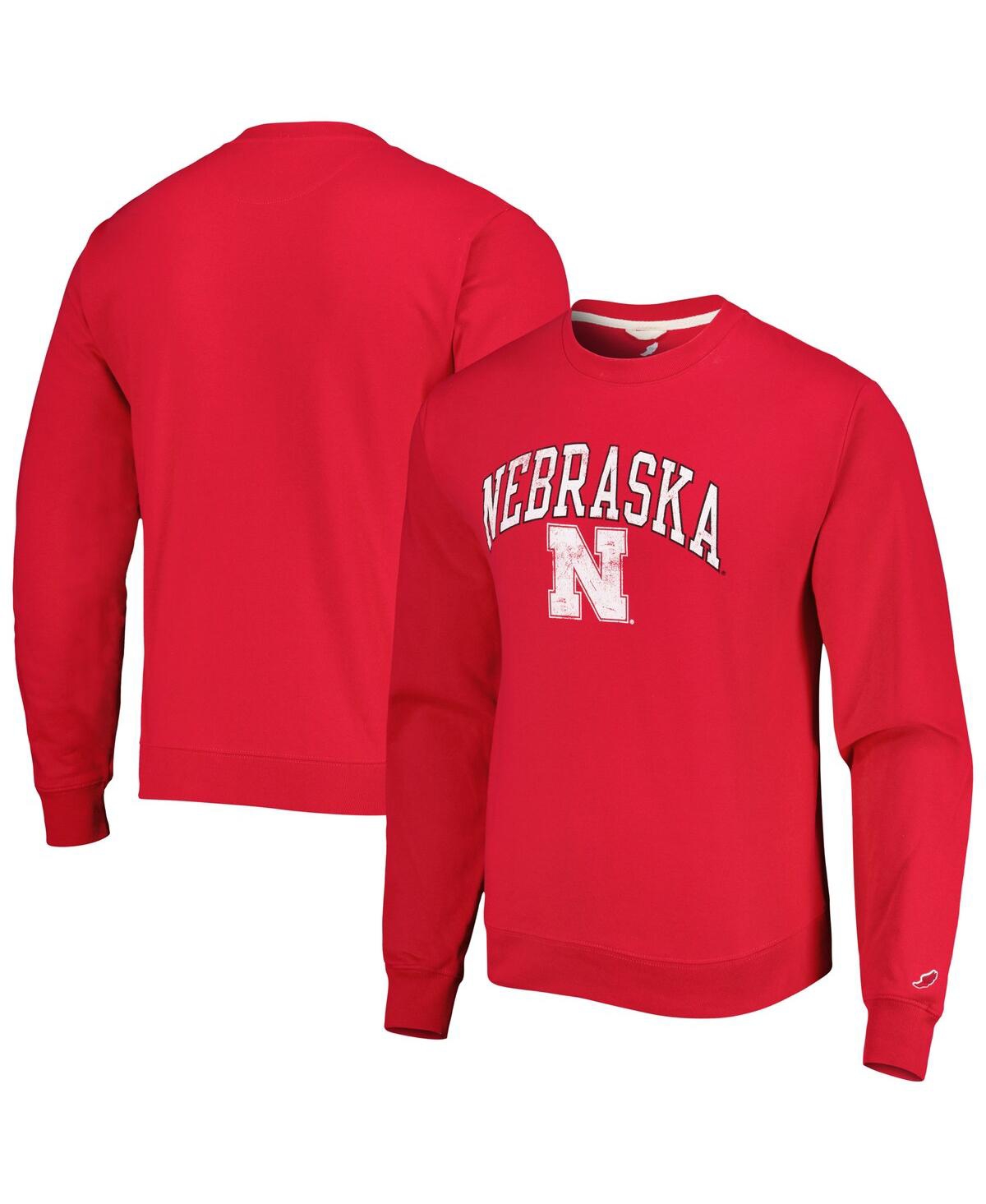 LEAGUE COLLEGIATE WEAR MEN'S LEAGUE COLLEGIATE WEAR SCARLET NEBRASKA HUSKERS 1965 ARCH ESSENTIAL PULLOVER SWEATSHIRT 
