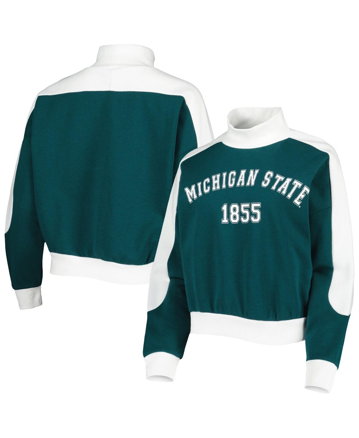 GAMEDAY COUTURE WOMEN'S GAMEDAY COUTURE GREEN MICHIGAN STATE SPARTANS MAKE IT A MOCK SPORTY PULLOVER SWEATSHIRT 