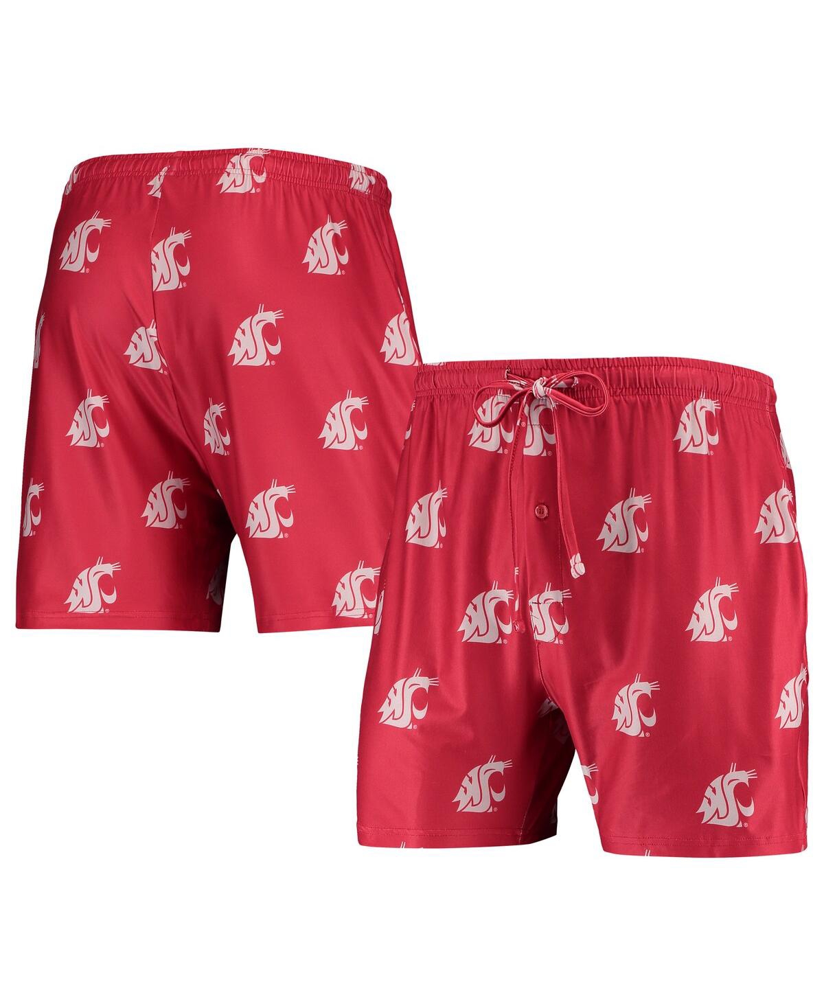 Concepts Sport Crimson Washington State Cougars Flagship Allover Print Jam Shorts In Crimson
