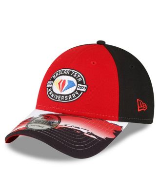 Men's Red and Black NASCAR 75th Anniversary 9FORTY Visor Streak Snapback Adjustable Hat