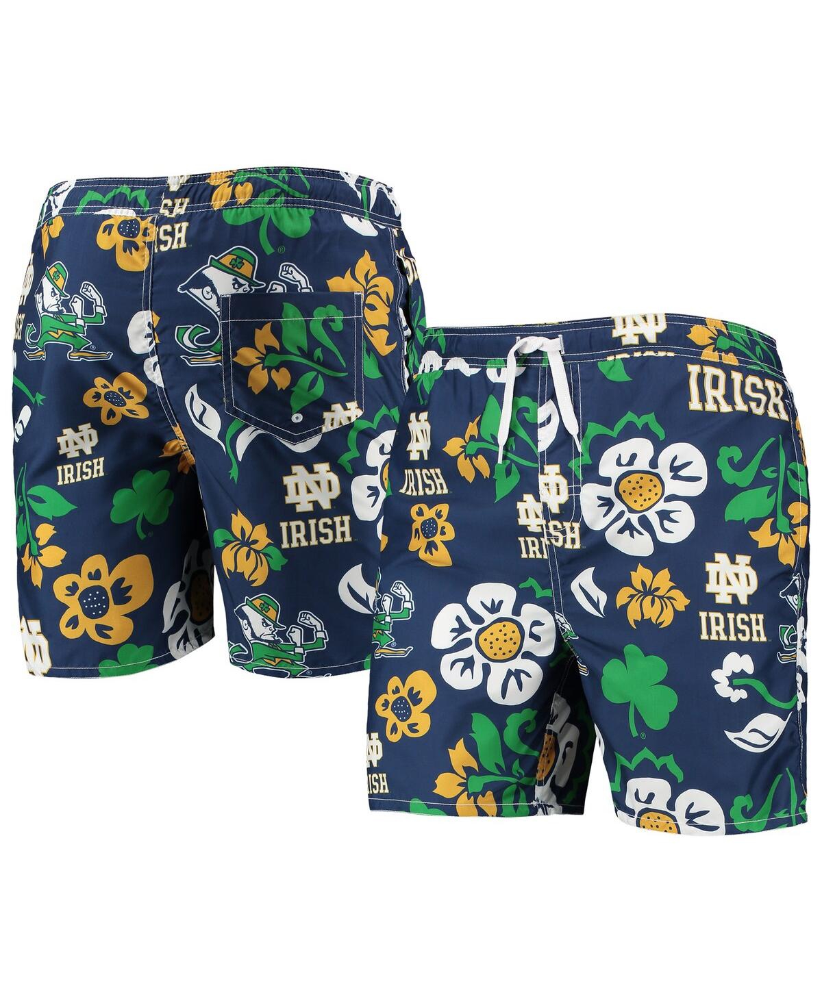 Shop Wes & Willy Men's  Navy Notre Dame Fighting Irish Floral Volley Swim Trunks