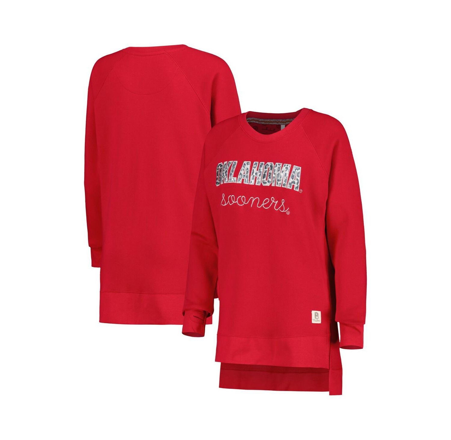 Women's Crimson Oklahoma Sooners Steamboat Animal Print Raglan Pullover Sweatshirt