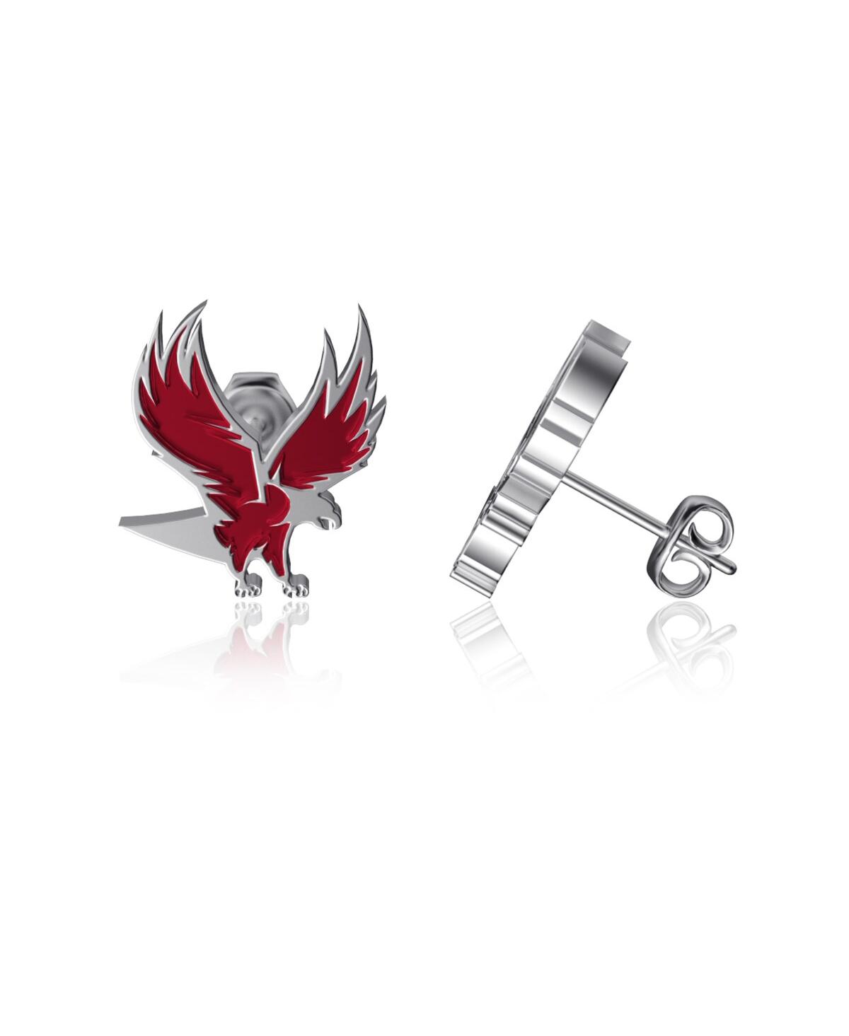 Dayna Designs Women's  North Carolina Central Eagles Enamel Post Earrings In Red,silver