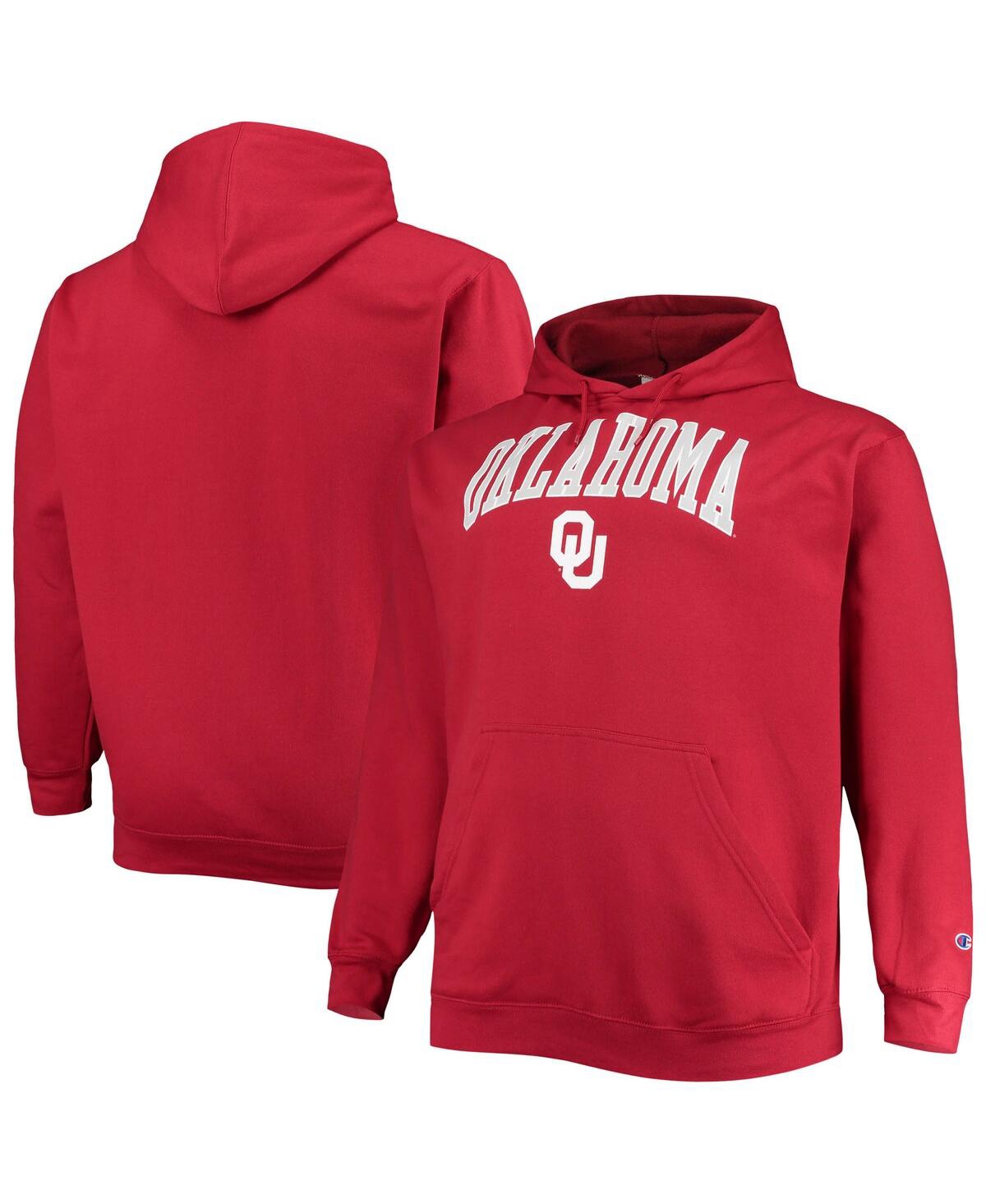 Champion Men's  Crimson Oklahoma Sooners Big And Tall Arch Over Logo Powerblend Pullover Hoodie