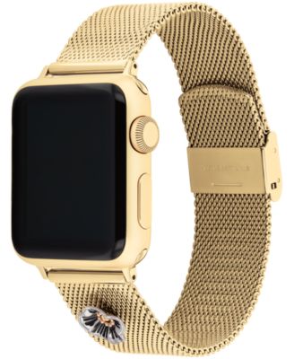 Women's Gold-Tone Mesh Tea Rose Charm Strap for Apple Watch, 38, 40, 41mm